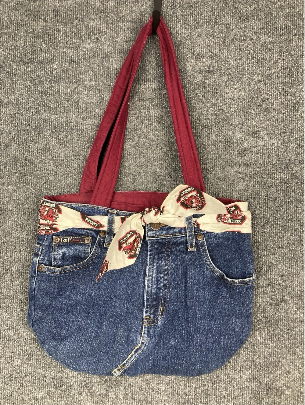 University Of South Carolina Gamecocks Handmade Top Handle Lei Jean Purse Bag